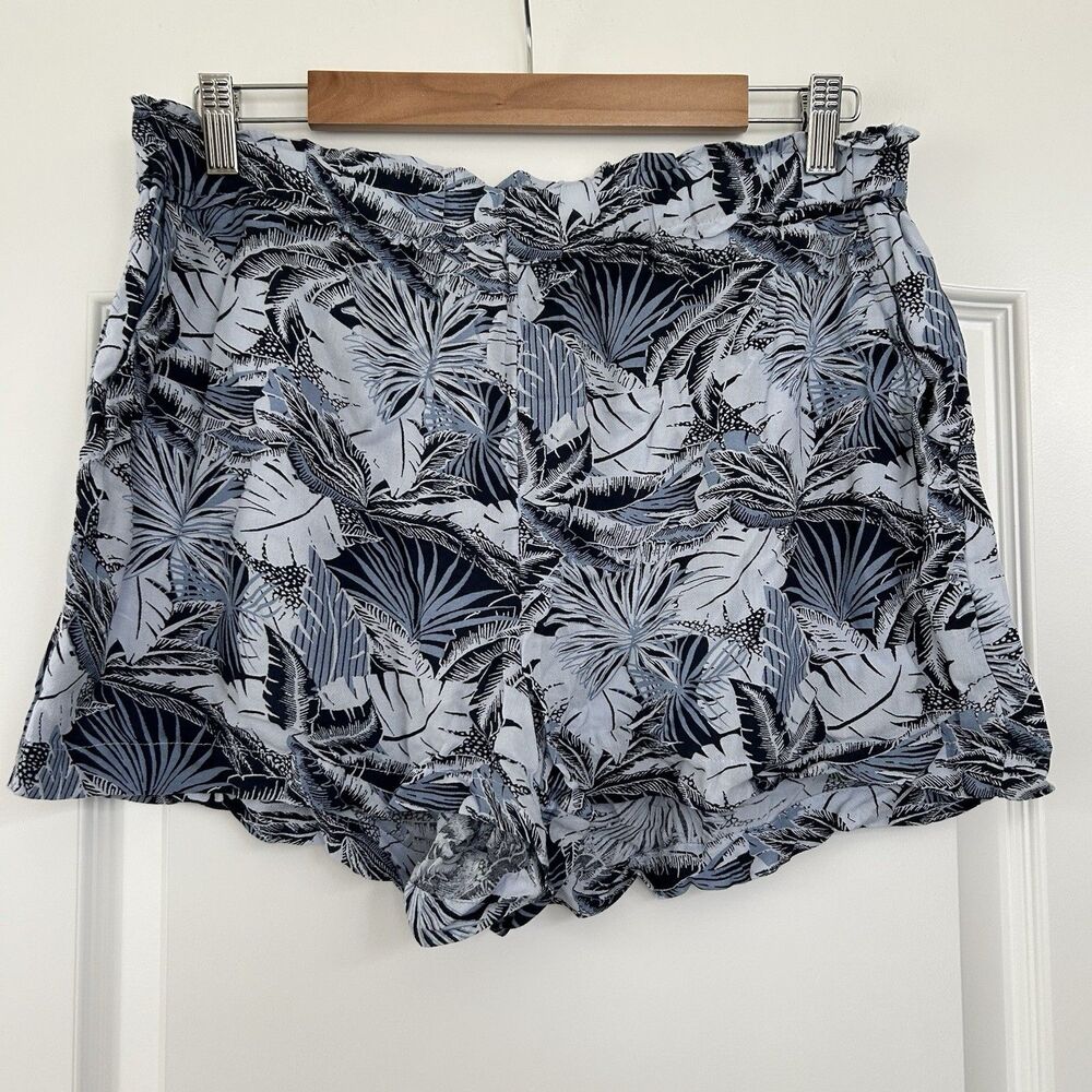 NWT Aerie Blue Palm Tropical Hawaiian Print Beach & Beyond Breezy Shorts Size L